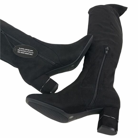Alfani Boots Womens 6 M Black Over-the-Knee Novaa Faux Suede Square Toe - Picture 5 of 10